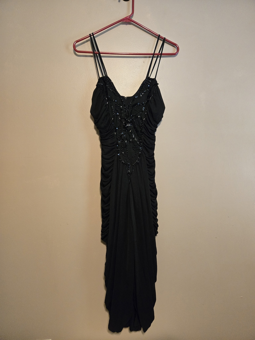 VTG 80s New Leaf by Samir Black Sequin Bodycon Cocktail Dress 7/8 Fits XS EUC